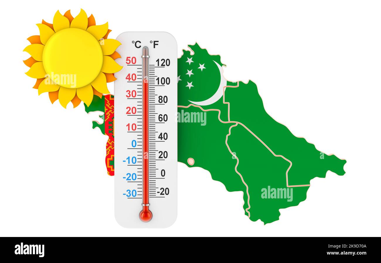 Concetto di calore in Turkmenistan. 3D rendering isolato su sfondo bianco Foto Stock
