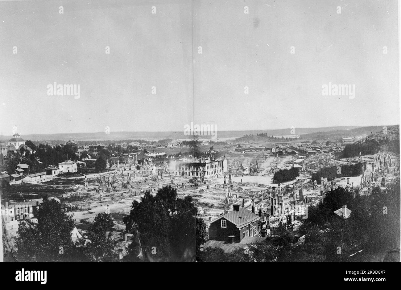 La città dopo l'incendio nel 1876 Foto Stock