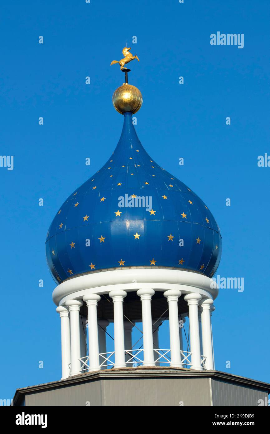 Blue Onion Dome sulla Colt’s Patent Fire-Arms Manufacturing Company, Coltsville National Historical Park (in corso), Hartford, Connecticut, Foto Stock