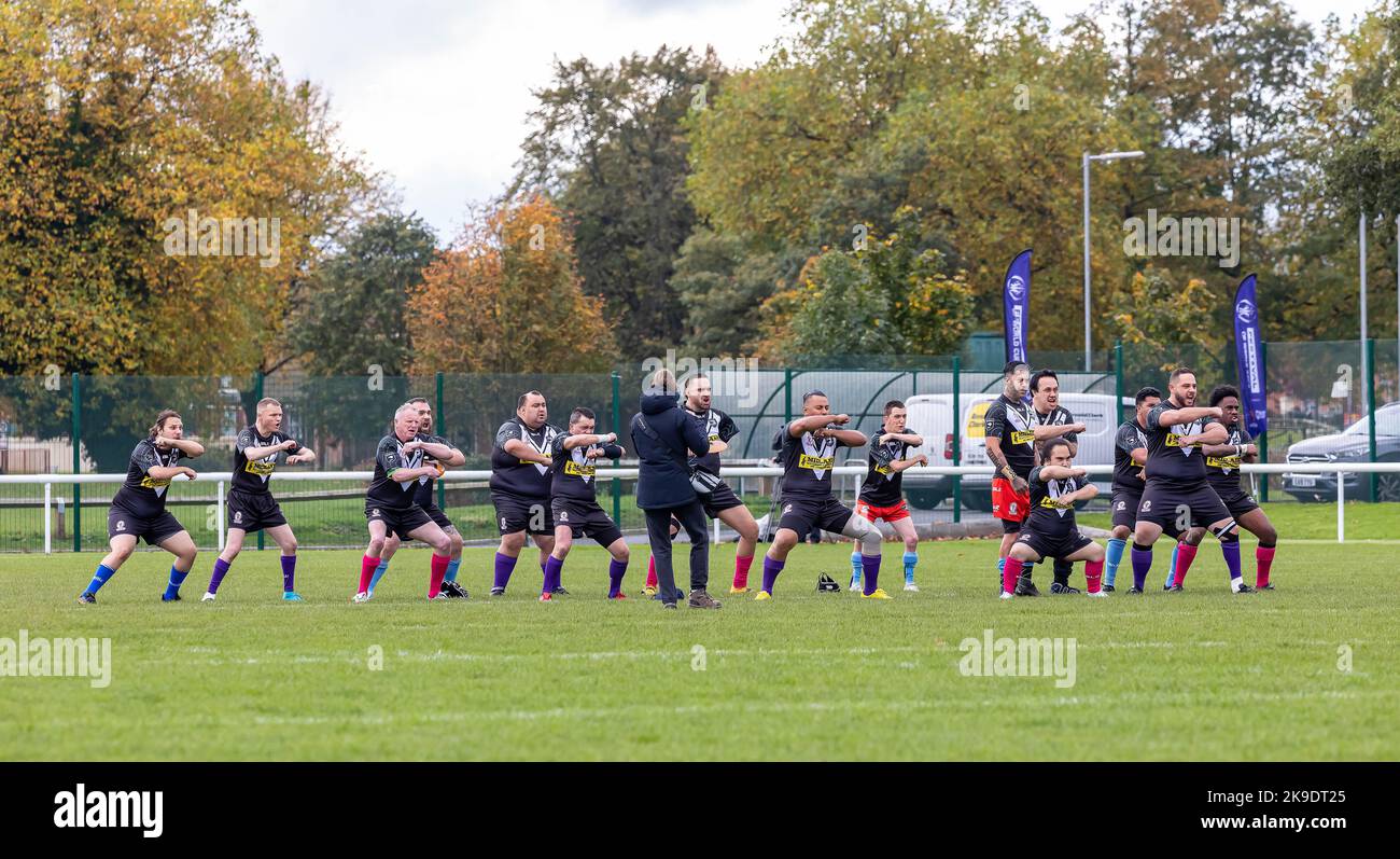 2022 Coppa del mondo di Rugby per disabili fisici al Victoria Park, Warrington. Nuova Zelanda / Galles. La Nuova Zelanda esegue l'Haka Foto Stock