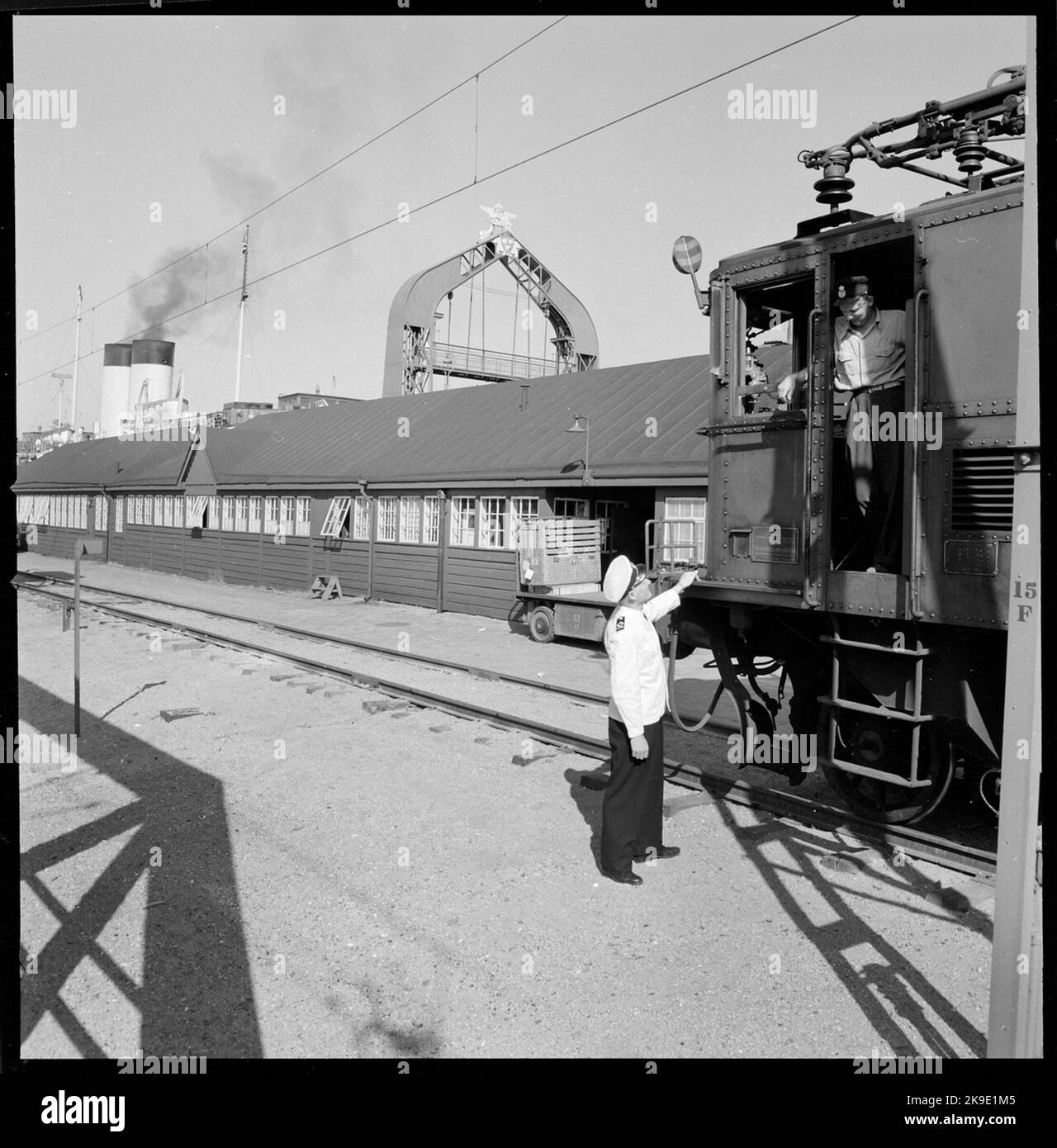 Al terminal dei traghetti di Malmö. Le ferrovie statali, SJA Lok. Foto Stock