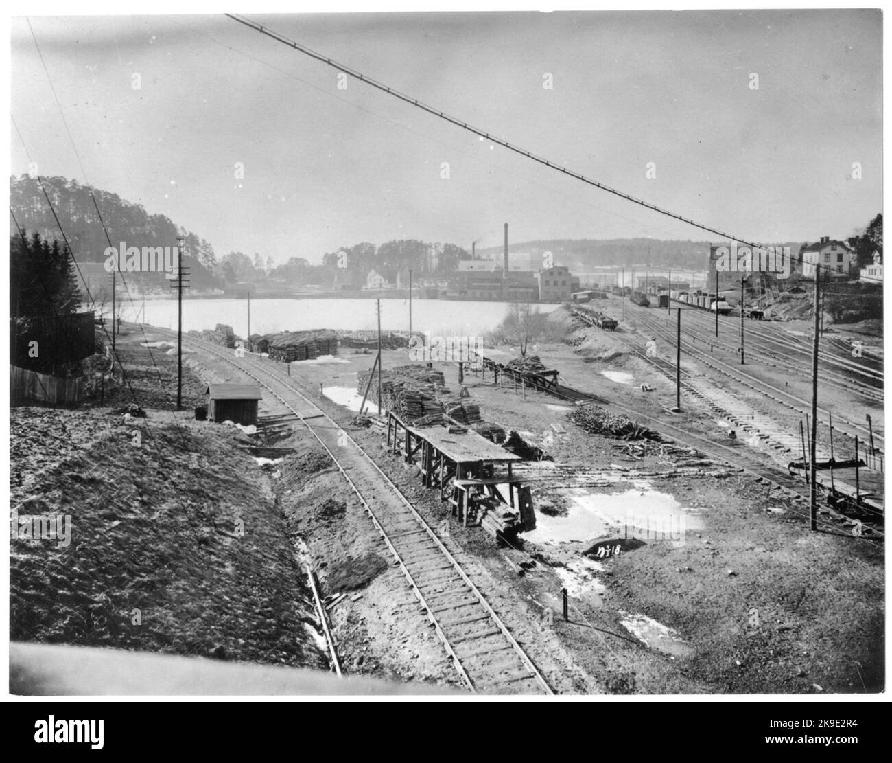 Borås Stazione inferiore nel 1918 il Bangården a sud-ovest. Foto Stock