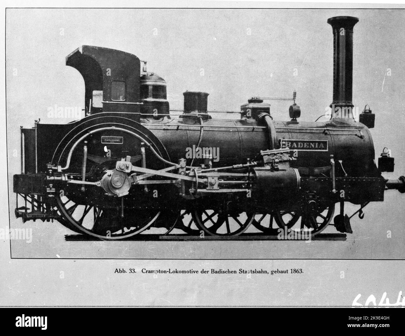 LOK AV Crampton-Type Tillhörande Grand Ducal Baden state Railways, Badstb Lok 'Badenia'. Foto Stock