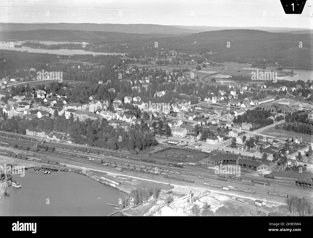 Fotografia aerea sulla comunità e la stazione Foto Stock