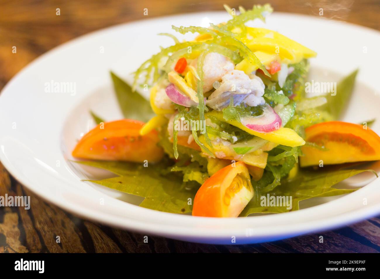 Un piatto di insalata di alghe in un hotel a Cebu City, Filippine Foto Stock