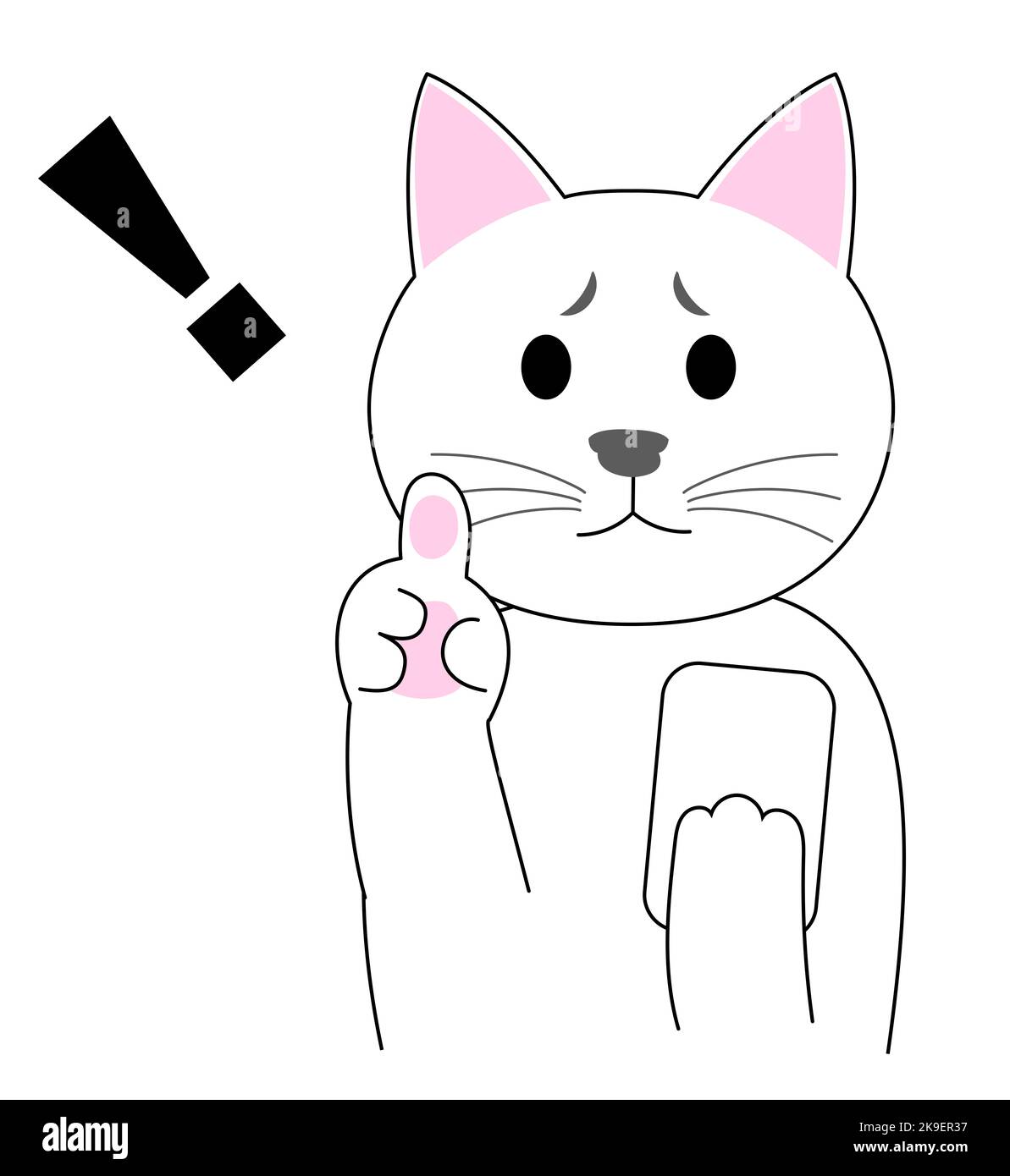 Un gattino bianco che esprime una cautela Foto Stock