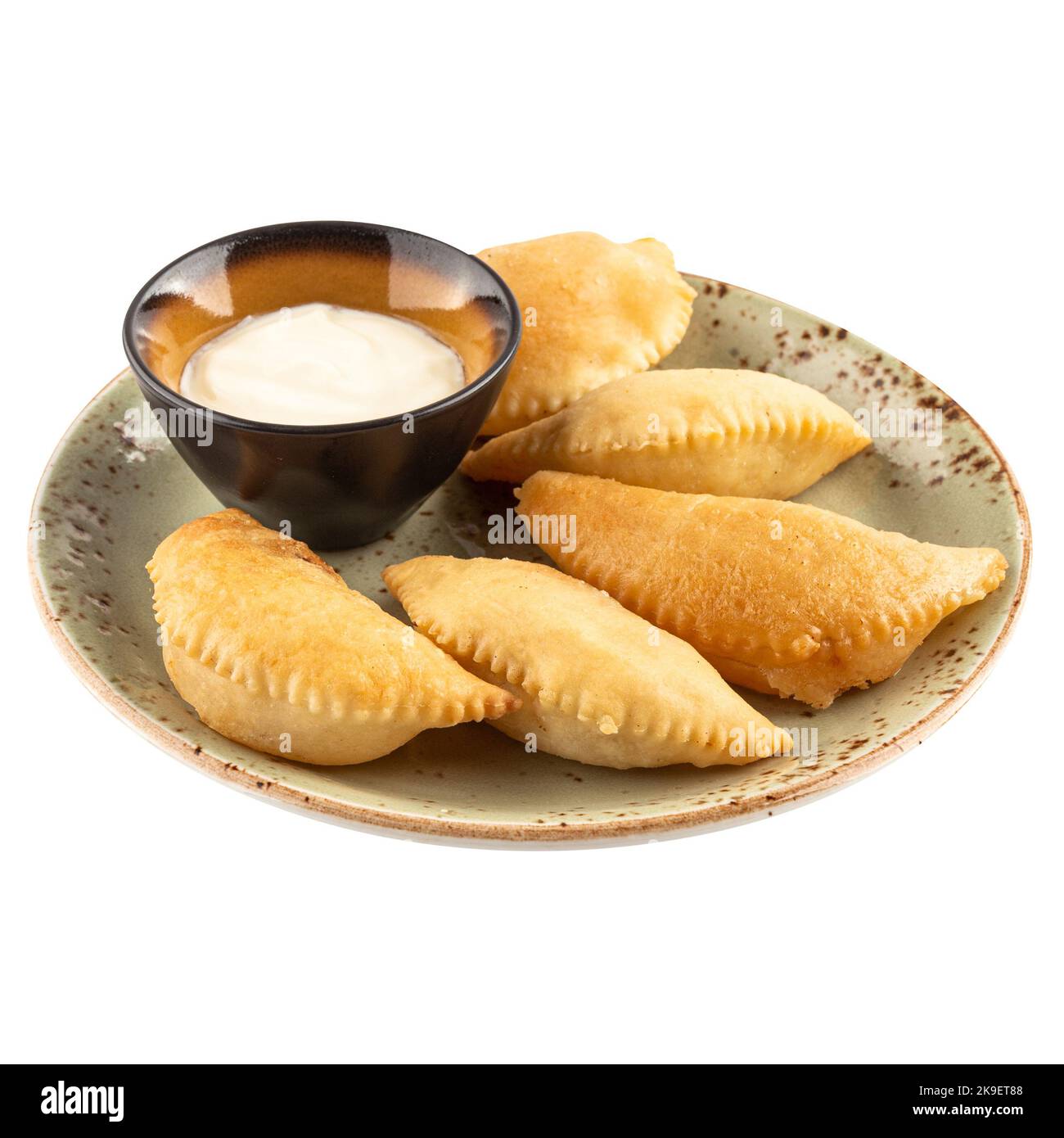 Porzione di piccole chebureks fritte torte Foto Stock