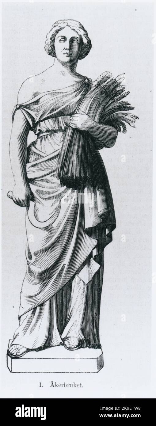 Dipartimento della statua 'coltivazioni arabili' da New Illustrated Tidning su 19/7 1873. Foto Stock