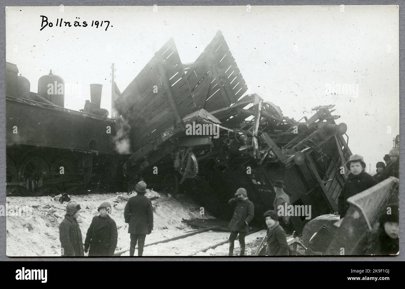 Incidente sul treno. Alfabetizzare n su un carro merci. Foto Stock