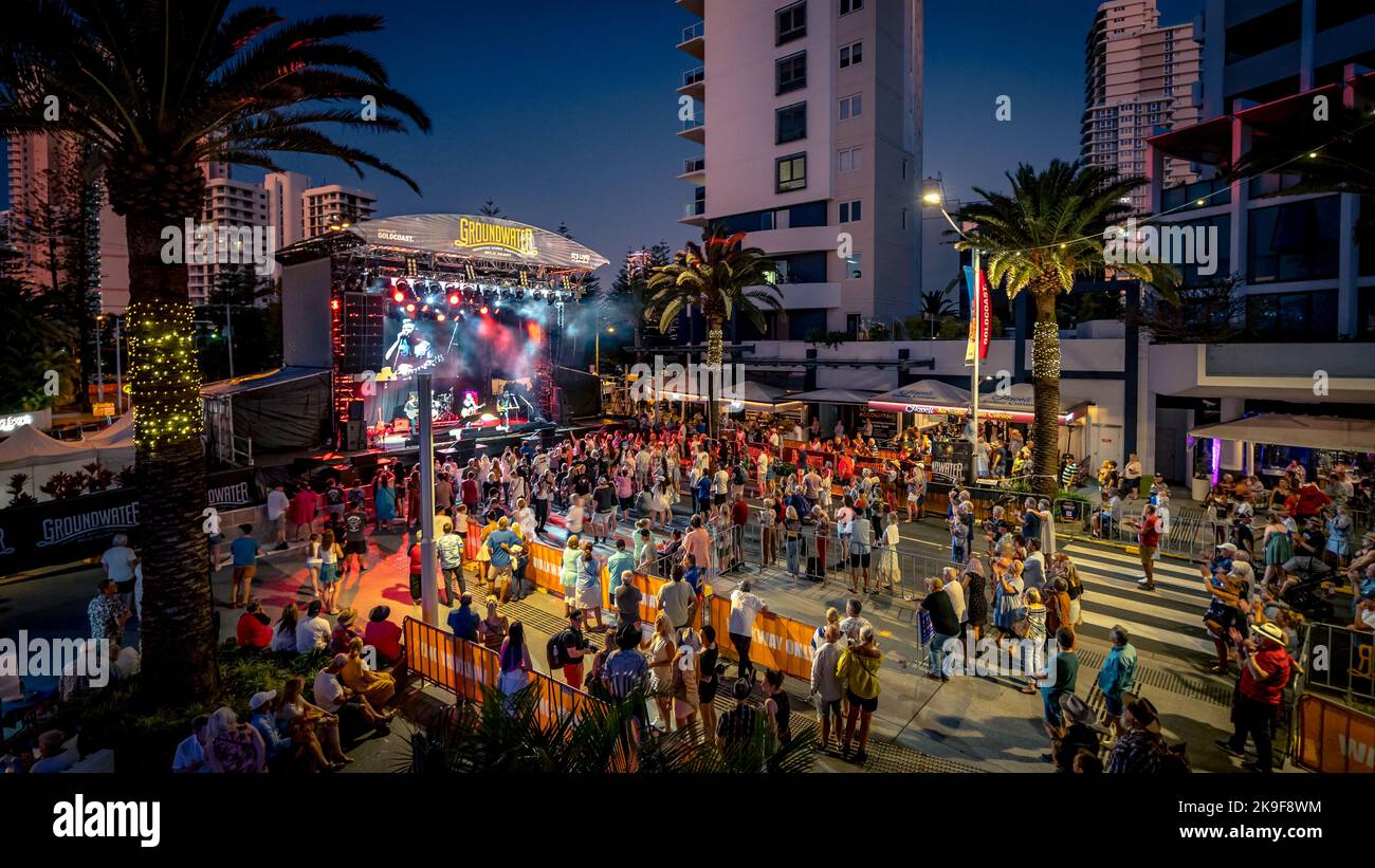 Gold Coast, Queensland, Australia - festival di musica country sulle strade di Broadbeach Foto Stock