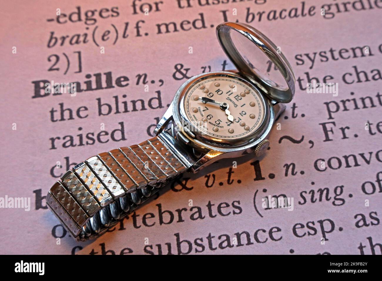 Smiths English Made Movement, orologio Braille per ciechi RNIB, quadrante svizzero Foto Stock