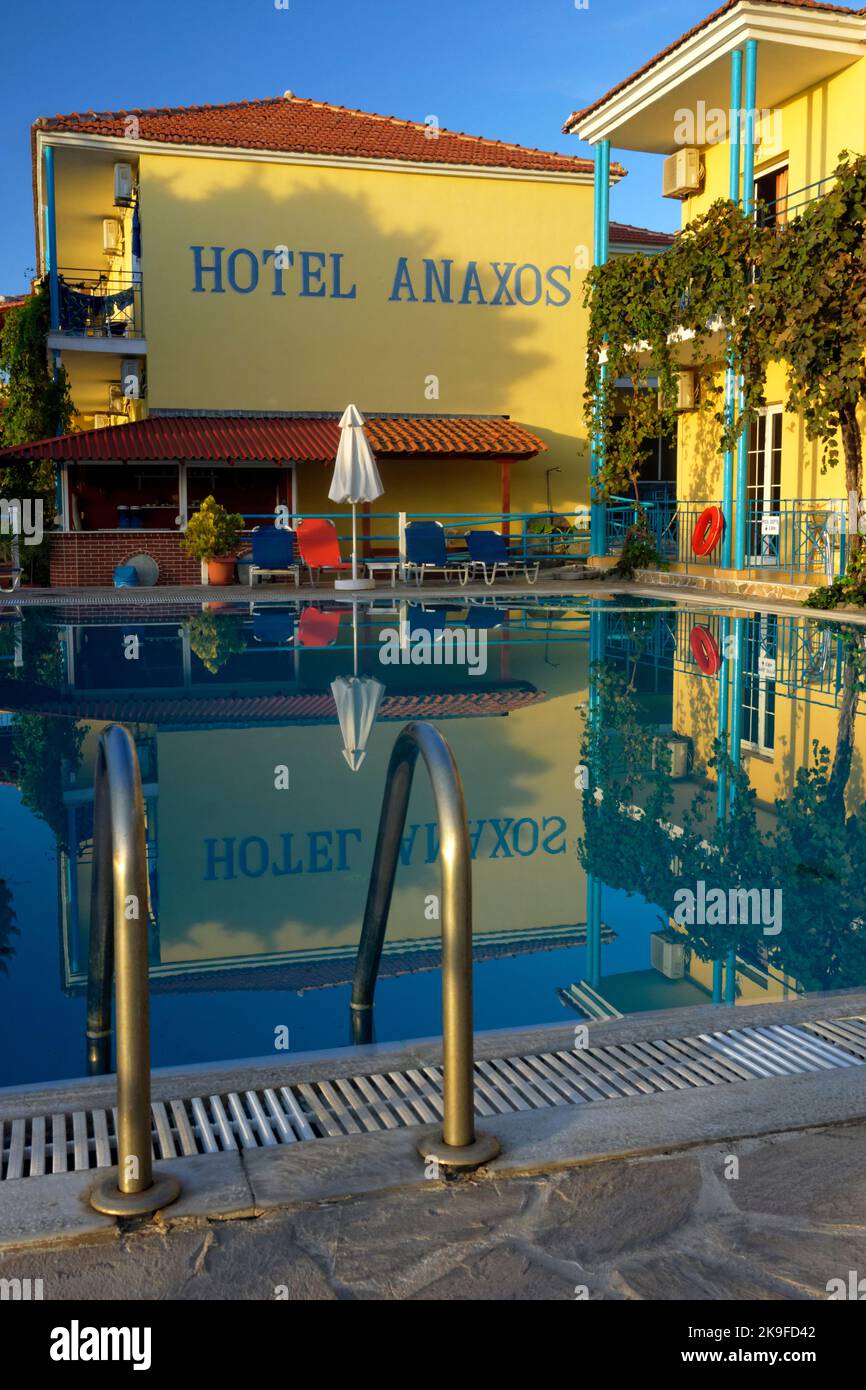 Anaxos Hotel, Anaxos, Lesbos, Isole dell'Egeo settentrionale, Grecia. Foto Stock