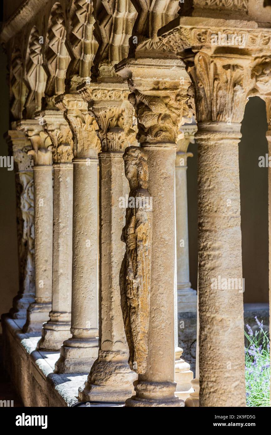 AIX EN PROVENCE, FRANCIA - 8 LUGLIO 2015: Chiostro della Cattedrale di Aix-en-Provence, Francia. Il chiostro fu costruito nel 12th secolo. Foto Stock