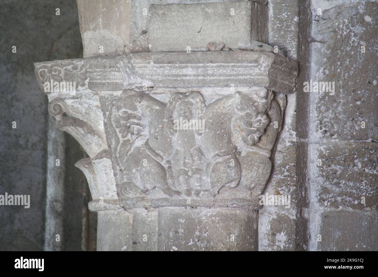 San Daniele nella fossa dei Leoni - Chiesa di San Colombano - piccola gemma del romanico lombardo (12th sec.) - Vaprio d'Adda, Milano, Italia Foto Stock