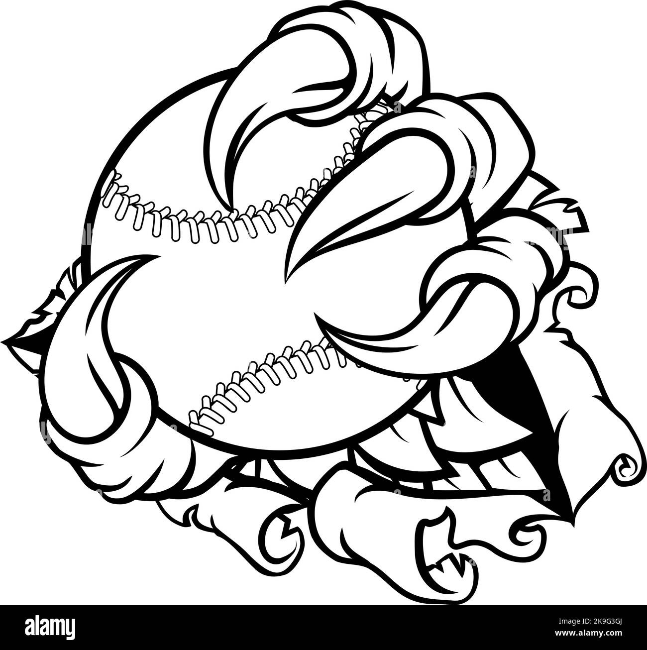 Strappare la Claw Talons Holding baseball Ball Illustrazione Vettoriale