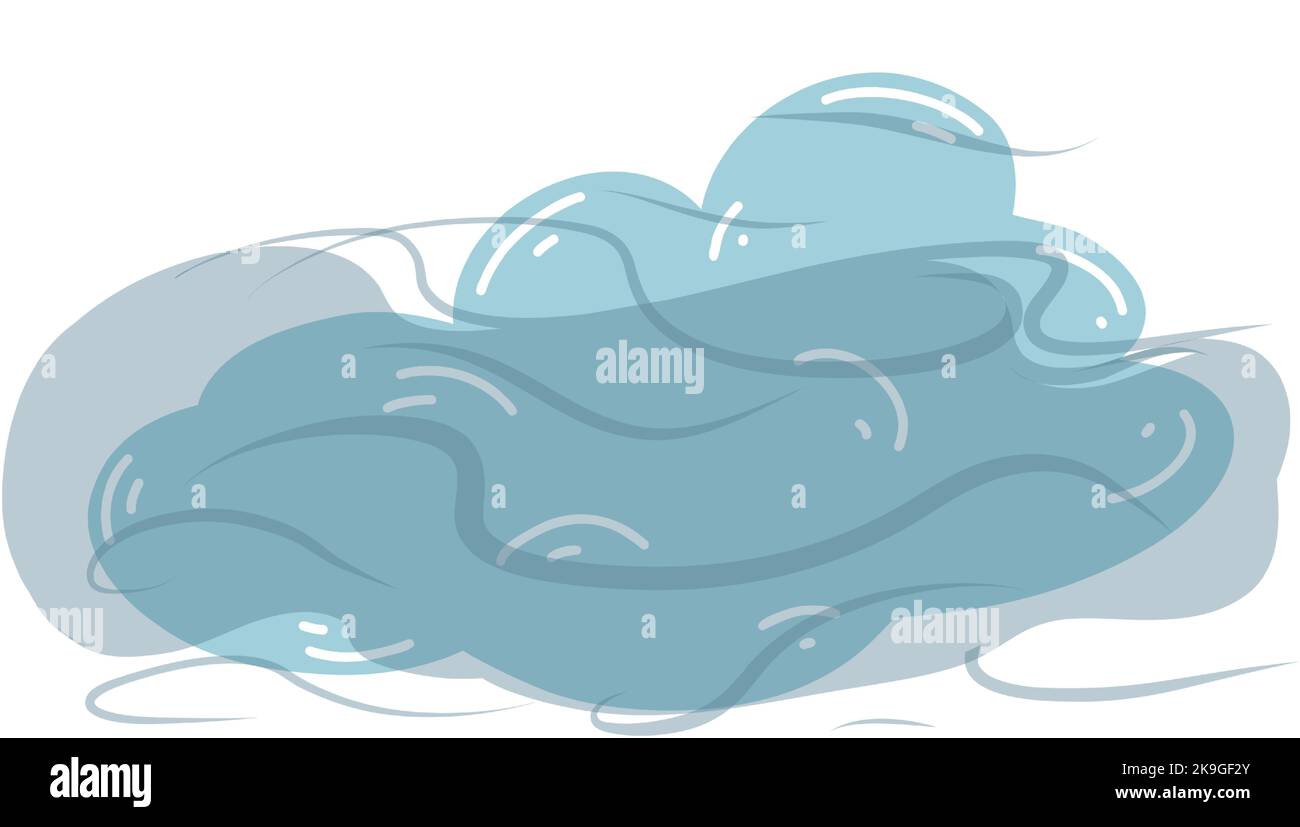 Fumetto disegnato a mano nuvola e nebbia. Illustrazione vettoriale del tempo coperto, fenomeni naturali in stile infantile. Illustrazione Vettoriale