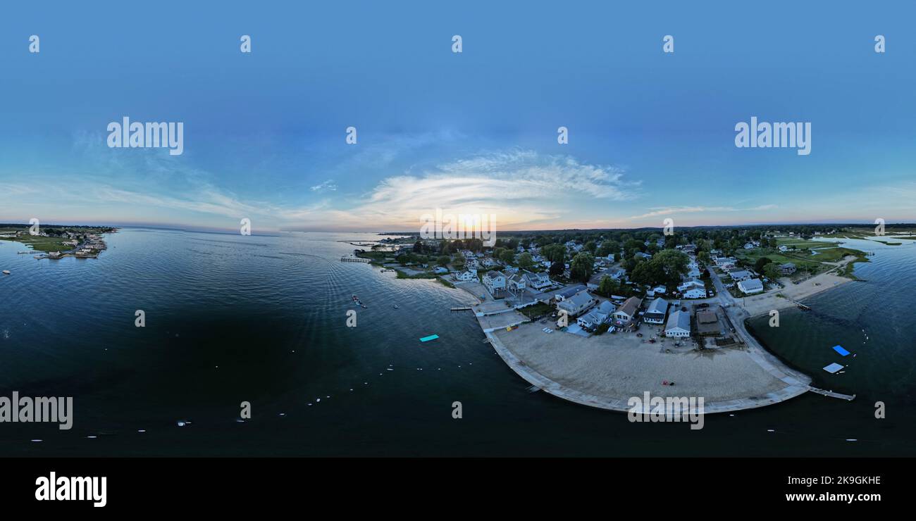 Un panorama di una vista panoramica della spiaggia e delle riprese di insenatura in Old Saybrook CT Foto Stock