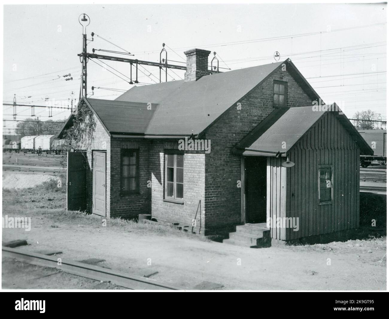 Il Banmästarstugan di Eslöv fu costruito nel 1877 e demolito nel 1939. Foto Stock