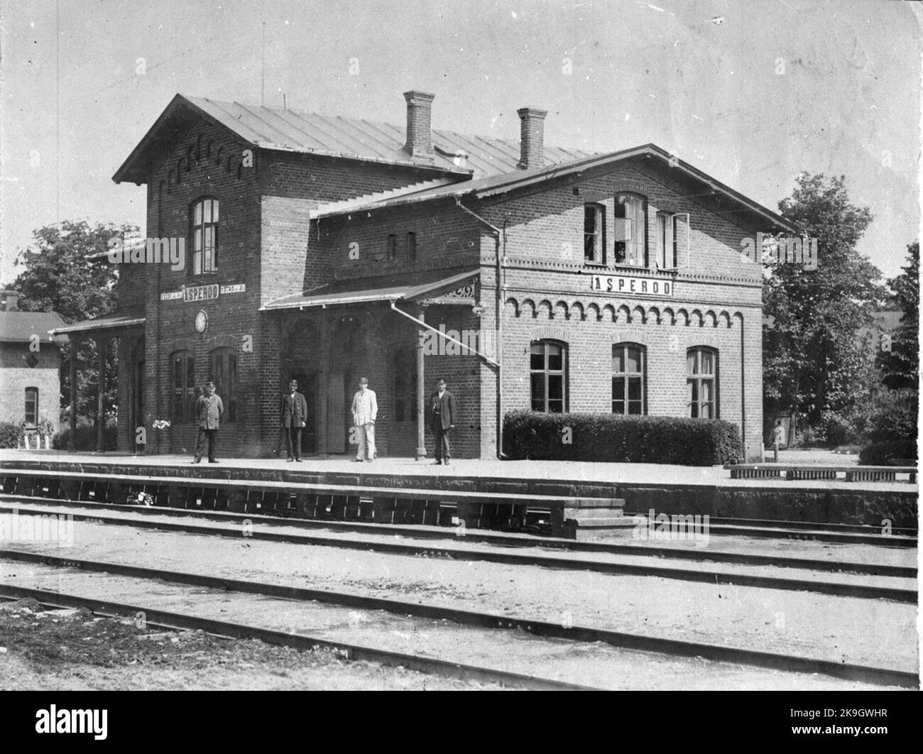 La stazione è stata costruita nel 1865. Stazione di casa in un piano e mezzo in mattoni. Architetto C Adelsköld. Preparazione meccanica senza gruppo di comando. Museo ferroviario locale nel 1978-80s. Foto Stock