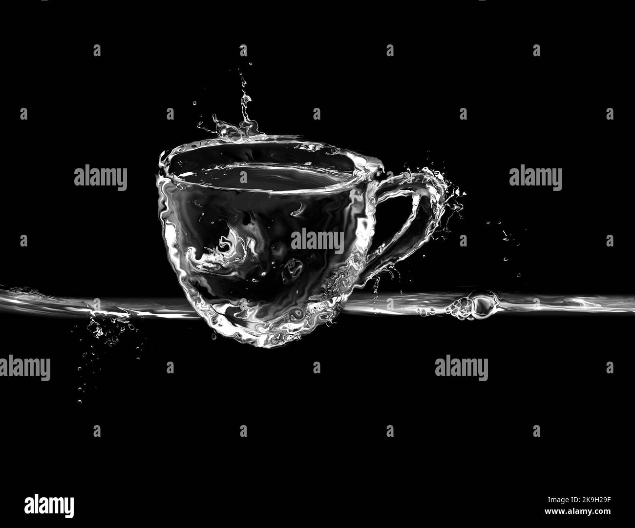 Una tazza di caffè nera fatta di acqua. Foto Stock