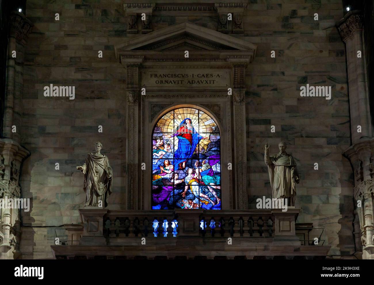 Assunzione della Vergine Maria, vetrata, Duomo di Milano, Milano, Lombardia, Italia, Europa Foto Stock