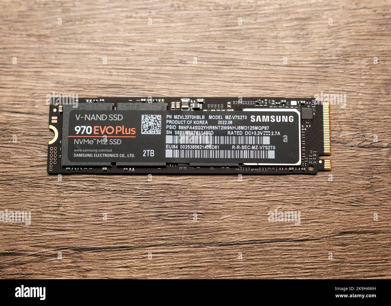 Newcastle UK: 16th Ott 2022: Primo piano di un disco rigido SSD Samsung NVME molto veloce Foto Stock