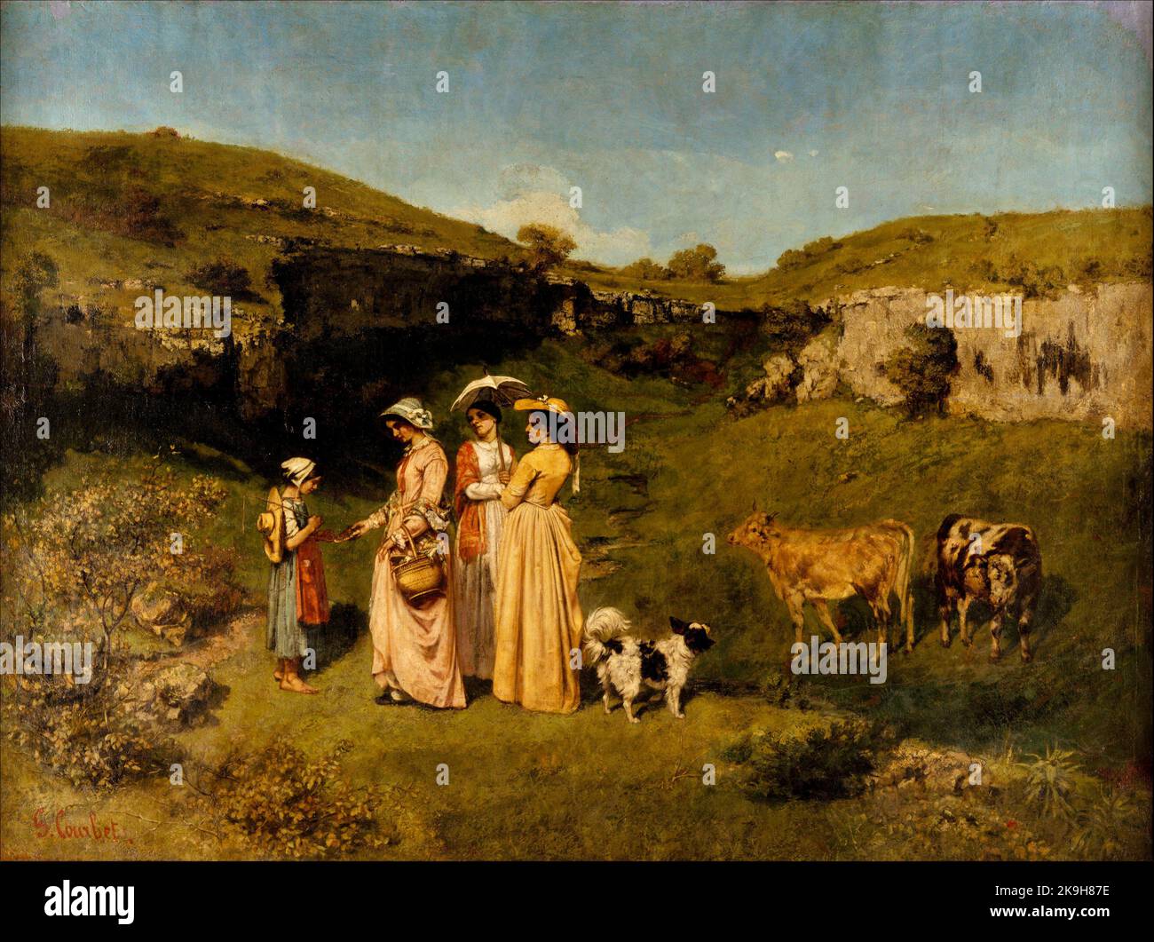 Giovani Donne del Villaggio. Gustave Courbet. 1851–52. Foto Stock