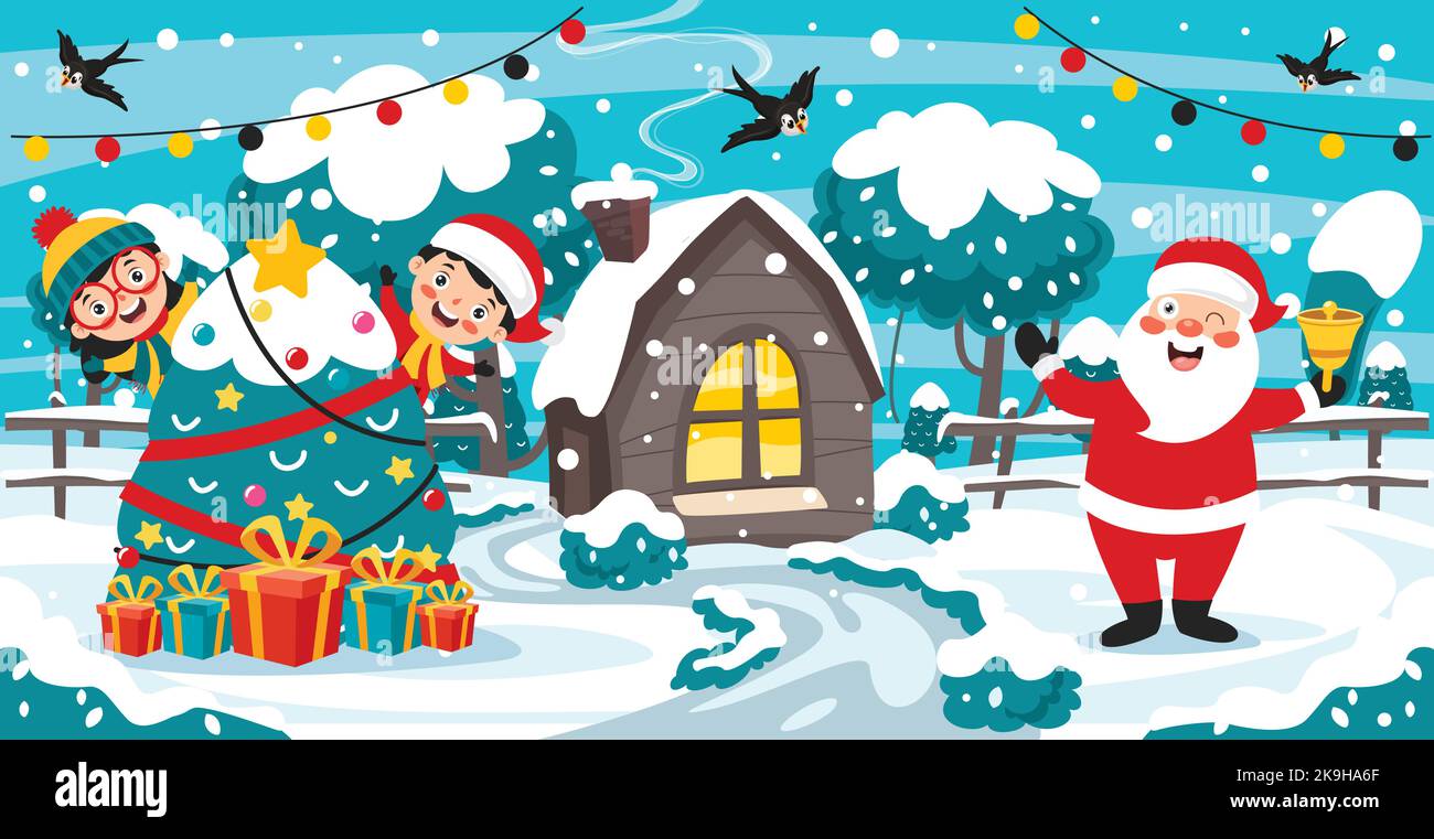 Illustrazione del saluto di Natale Illustrazione Vettoriale