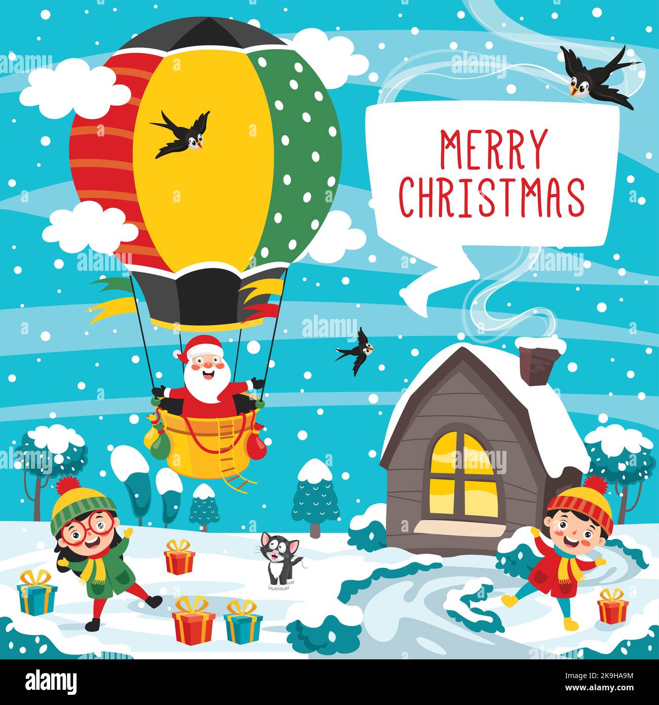 Illustrazione del saluto di Natale Illustrazione Vettoriale