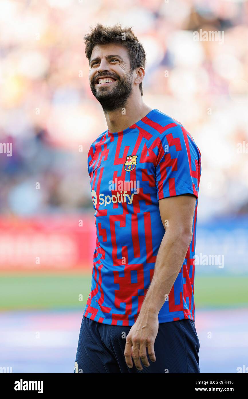 BARCELLONA - AGOSTO 28: Gerard Pique in azione prima della partita di LaLiga tra il FC Barcelona e Real Valladolid allo Stadio Spotify Camp Nou di Augusta Foto Stock