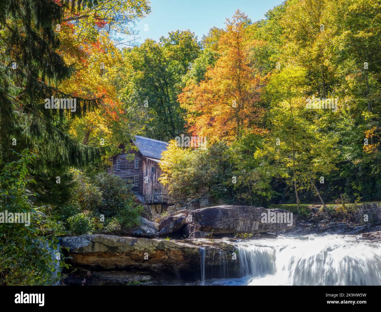 Il Glade Creek Grist Mill nel Babcock state Park nella West Virginia USA Foto Stock