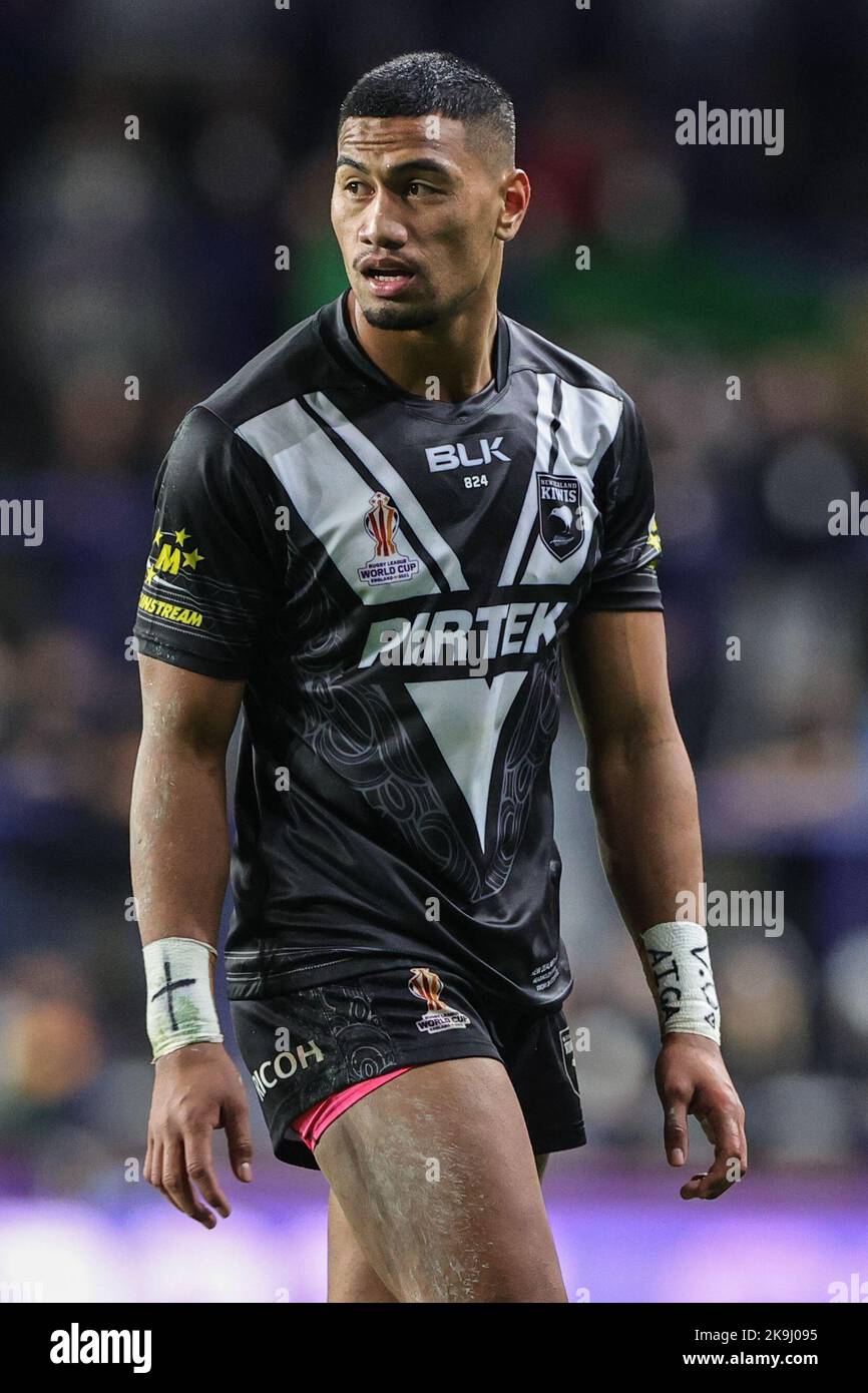 Leeds, Regno Unito. 28th Ott 2022. Ronaldo Mulitalo della Nuova Zelanda durante la Coppa del mondo di Rugby 2021 Group C Match Nuova Zelanda vs Irlanda all'Headingley Stadium, Leeds, Regno Unito, 28th ottobre 2022 (Photo by Mark Cosgrove/News Images) a Leeds, Regno Unito il 10/28/2022. (Foto di Mark Cosgrove/News Images/Sipa USA) Credit: Sipa USA/Alamy Live News Foto Stock