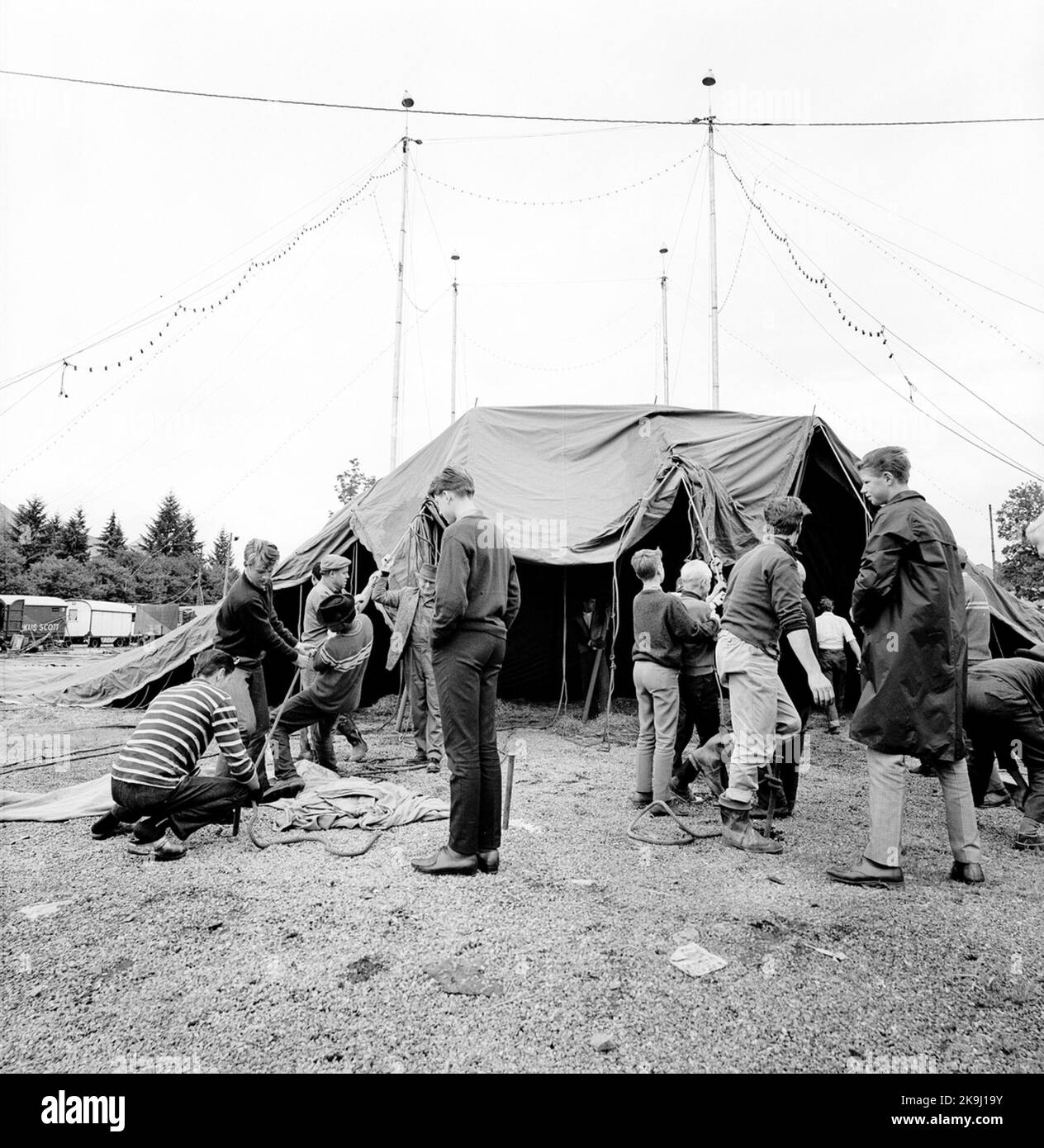Circo Scott. Costruzione di tende da circo Foto Stock