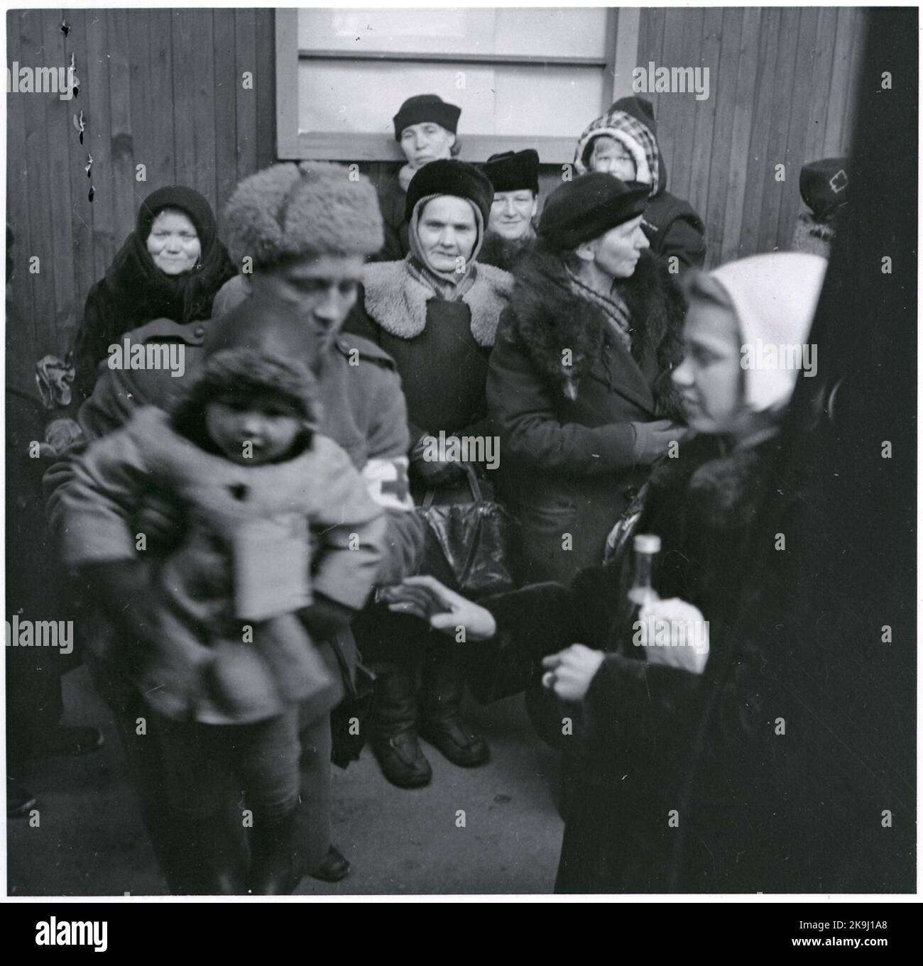 Invio su treni finlandesi per l'evacuazione dei bambini, marzo 1944. Foto Stock