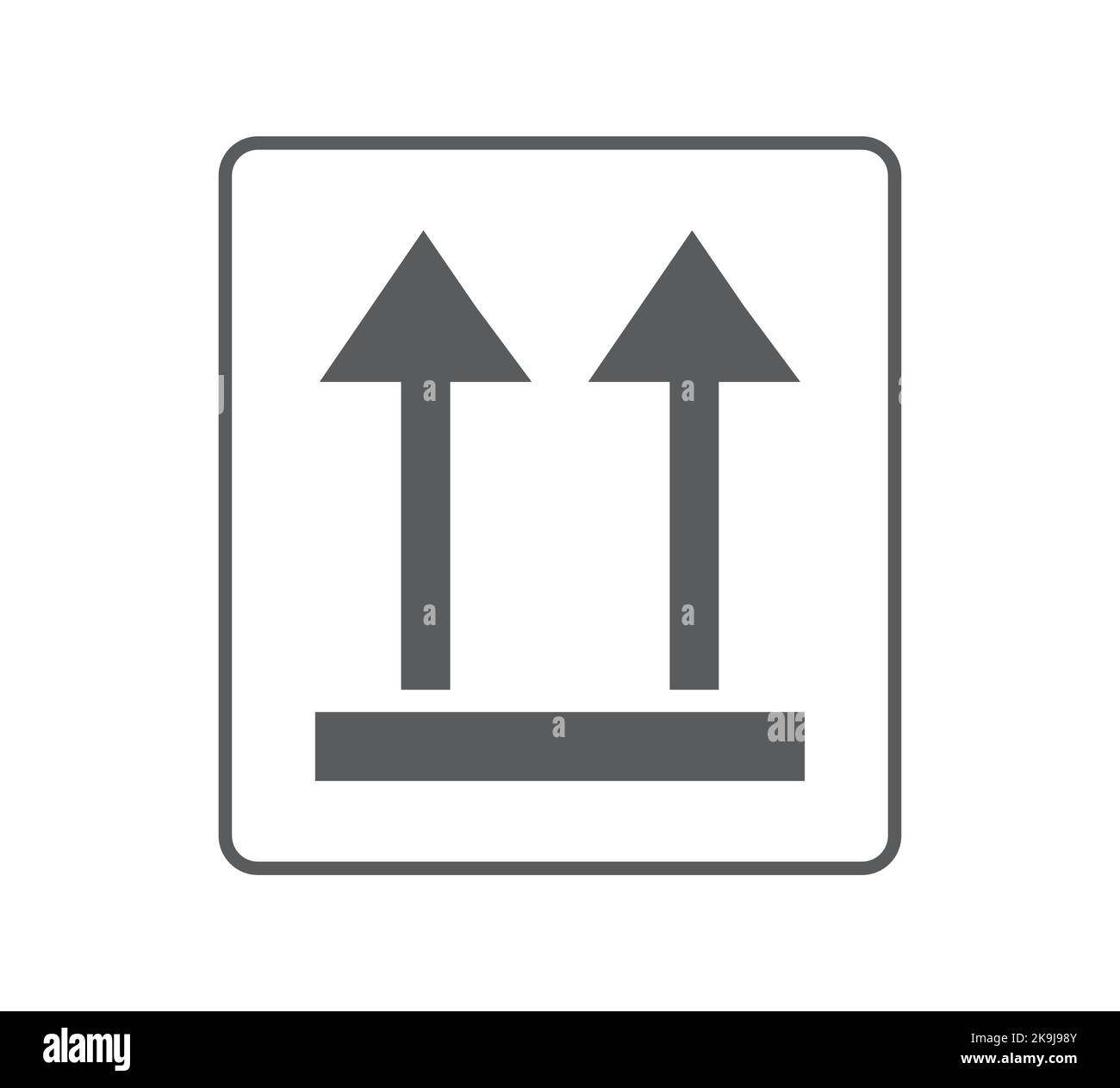 Icona monocromatica in questa direzione verso l'alto. Concetto di imballaggio. Illustrazione Vettoriale