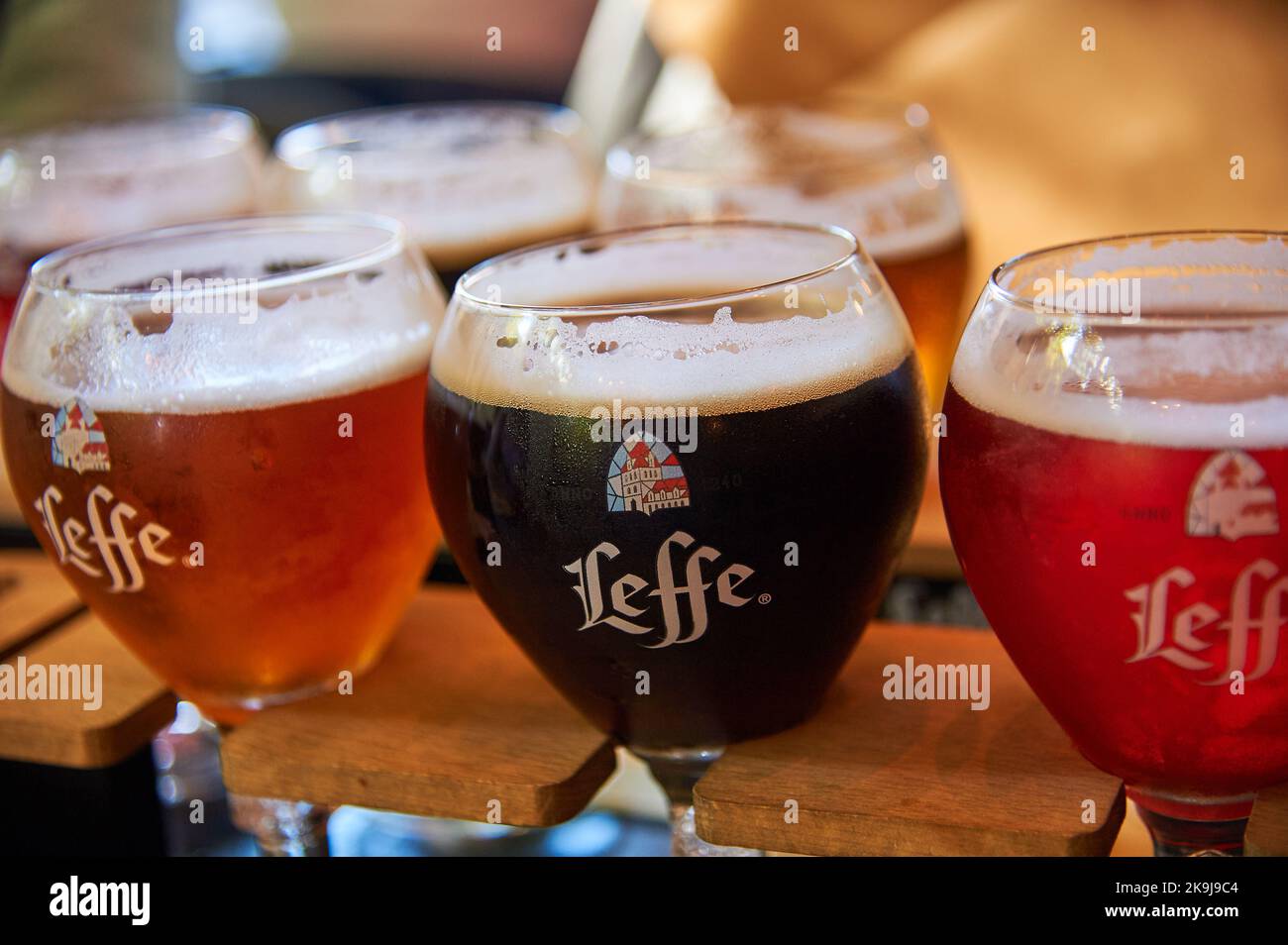 Bicchieri di birra belga Foto Stock
