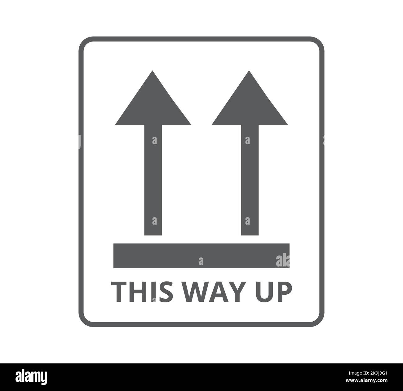 Black This Way Up Sign. Concetto di imballaggio. Illustrazione Vettoriale