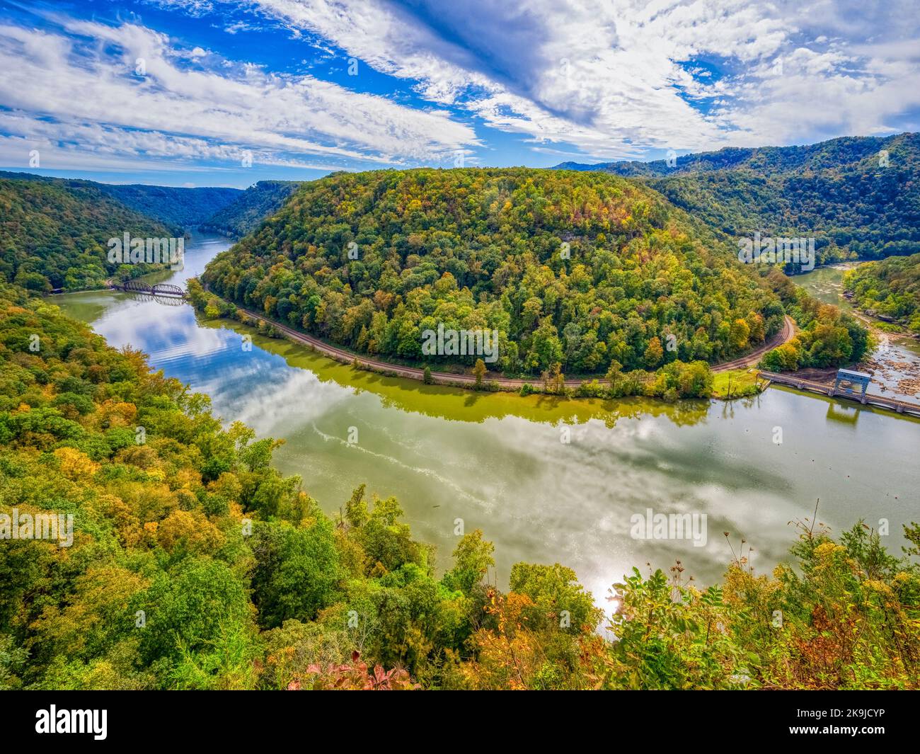 New River nel New River Gorge National Park e riserva naturale del Hawks Nest state Park nella West Virginia USA Foto Stock