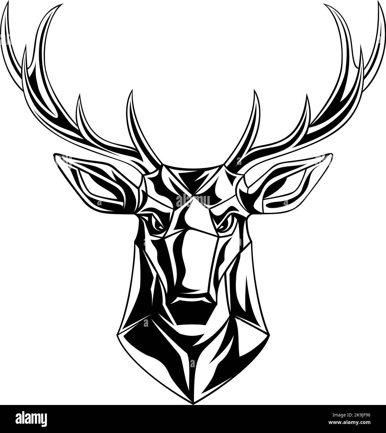 Design grafico testa di cervo in ferro Illustrazione Vettoriale