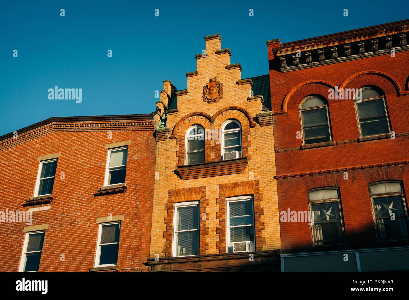 Edifici storici in mattoni, Northport, New York Foto Stock