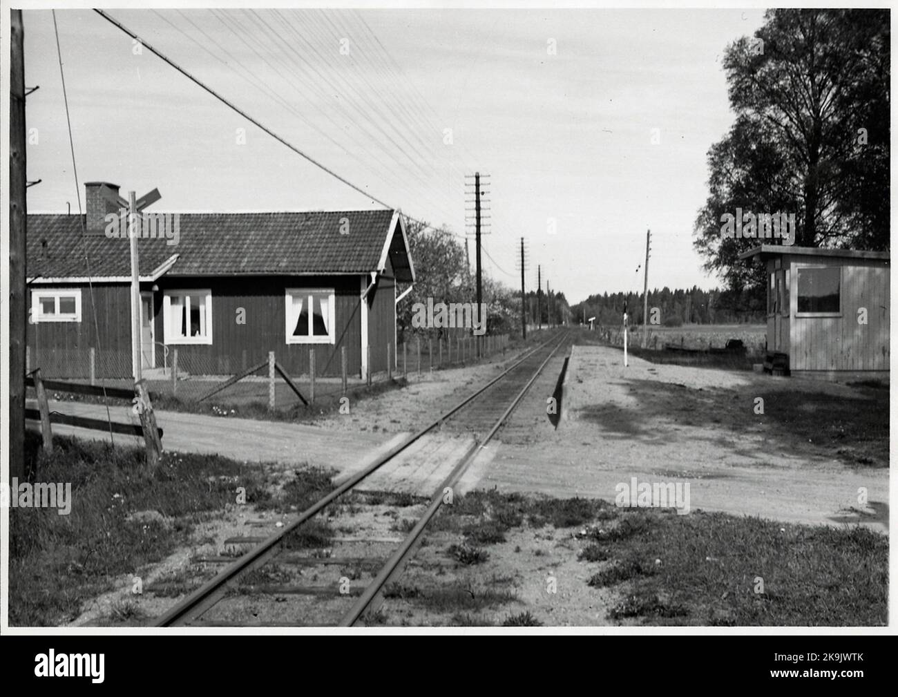 Guardia di pista casa e suggerimento e posizione del carico LSSJ, Lidköping - Skara - Stenstorps Railway Foto Stock