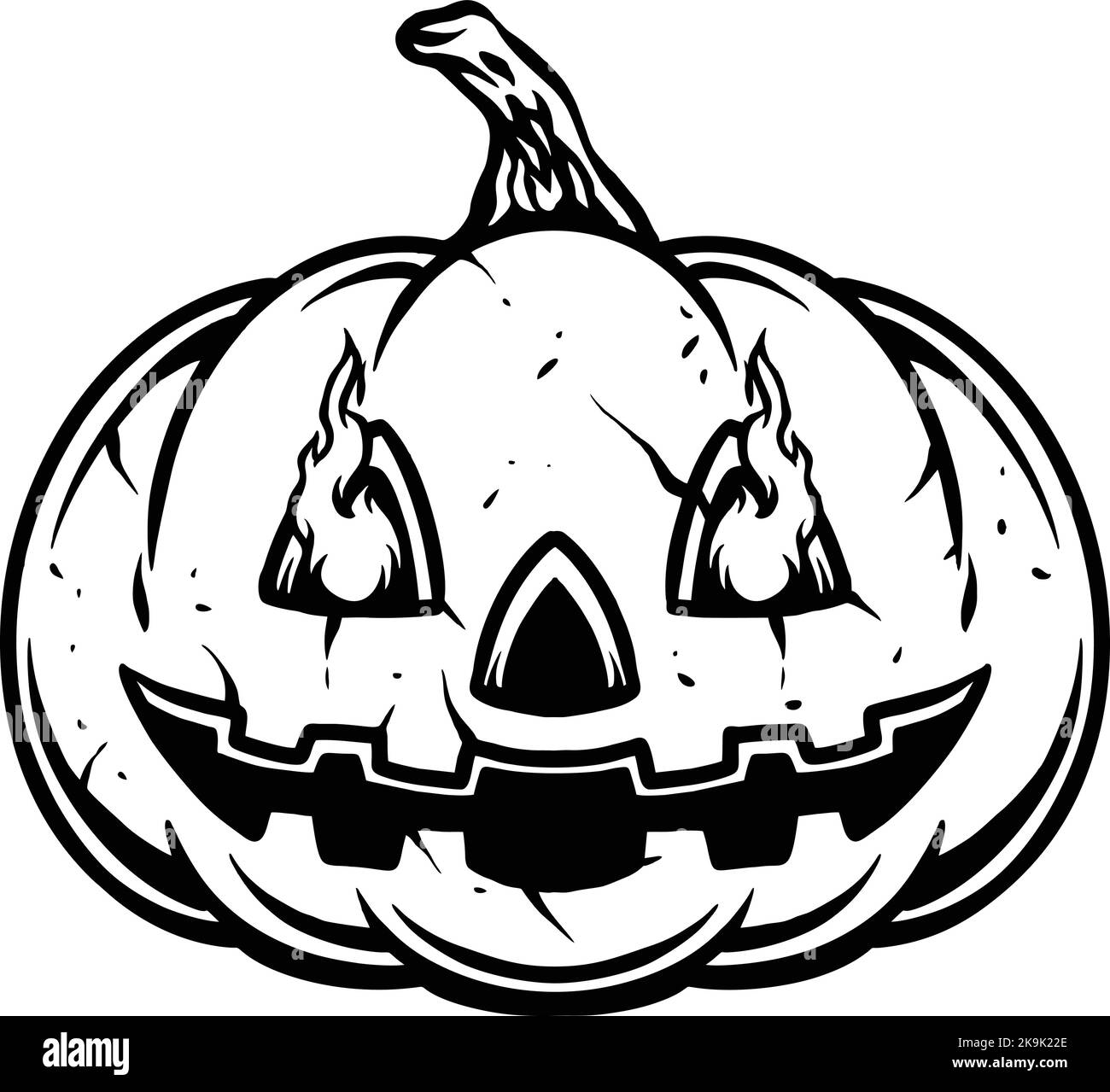Illustrazioni vettoriali monocromatiche di Clipart di zucca del fuoco per il vostro marchio di lavoro, t-shirt della merce, adesivi e disegni dell'etichetta, poster, biglietti d'auguri Illustrazione Vettoriale