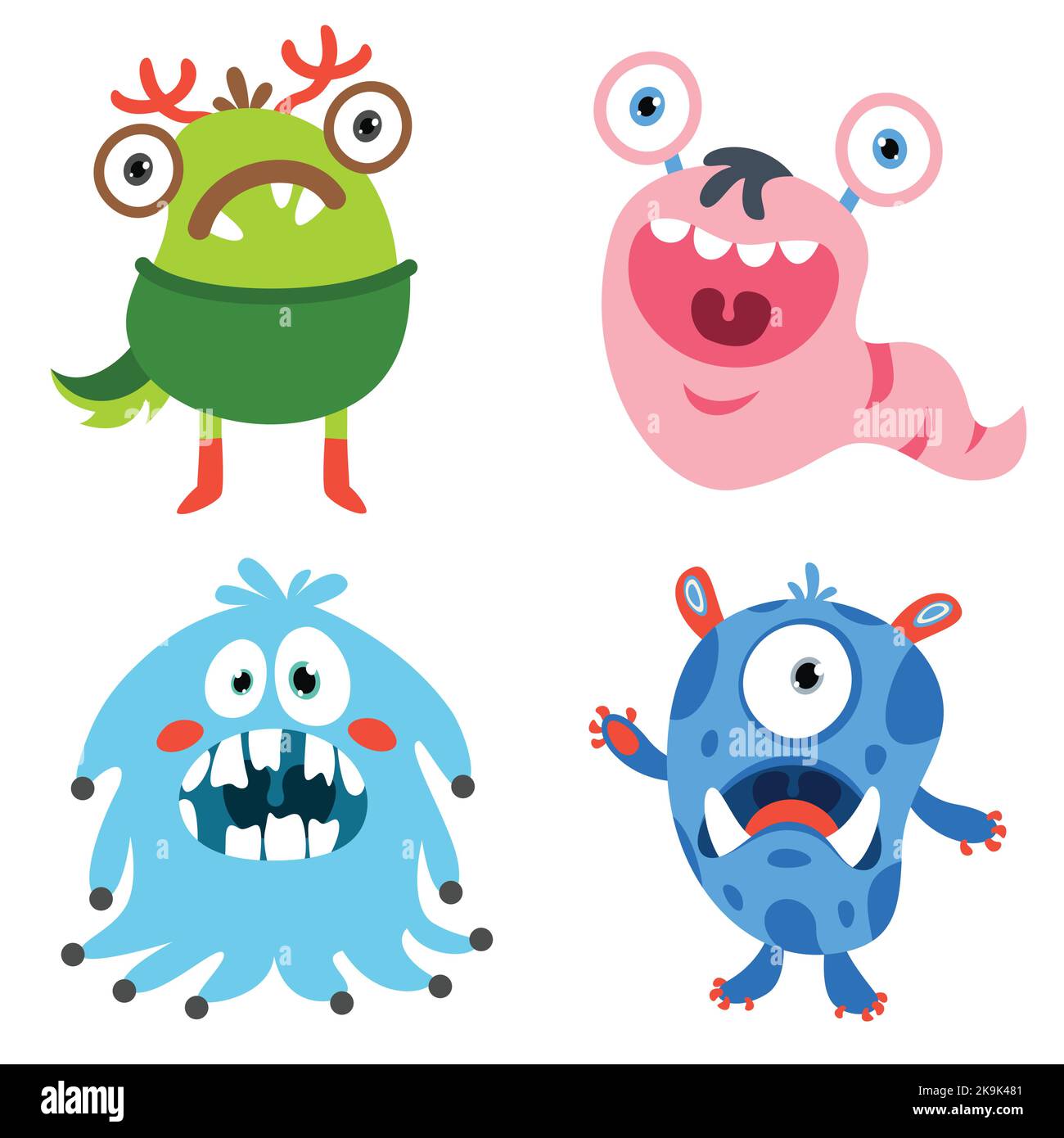 Serie di divertenti mostri cartoon Illustrazione Vettoriale