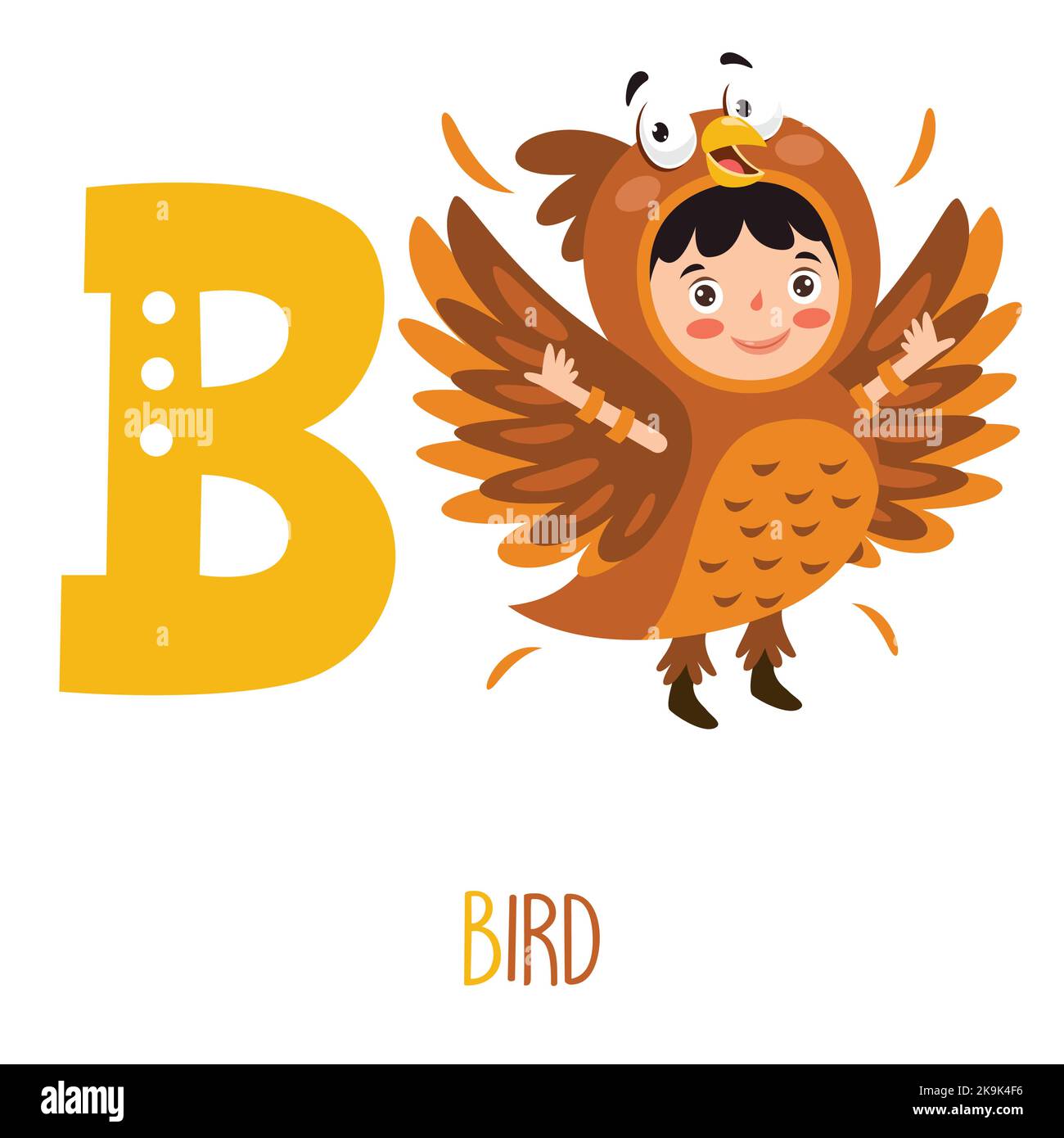 Carattere in costume animale che mostra lettera alfabetista Illustrazione Vettoriale