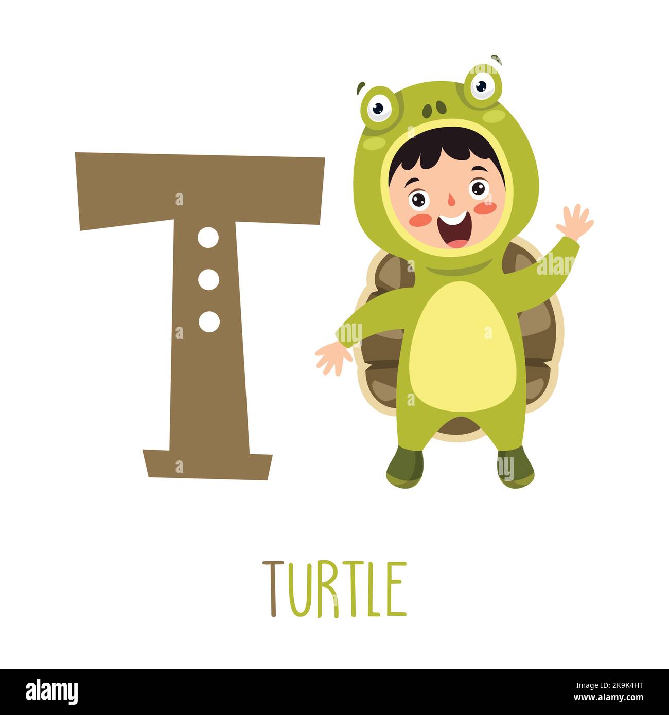 Carattere in costume animale che mostra lettera alfabetista Illustrazione Vettoriale