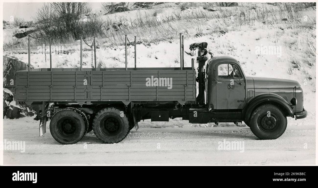State Railways, SJ Truck 6194. Volvo L385 Viking in versione boogie. Foto Stock State Railways, SJ Truck 6194. Volvo L385 Viking in versione boogie. Foto Stock