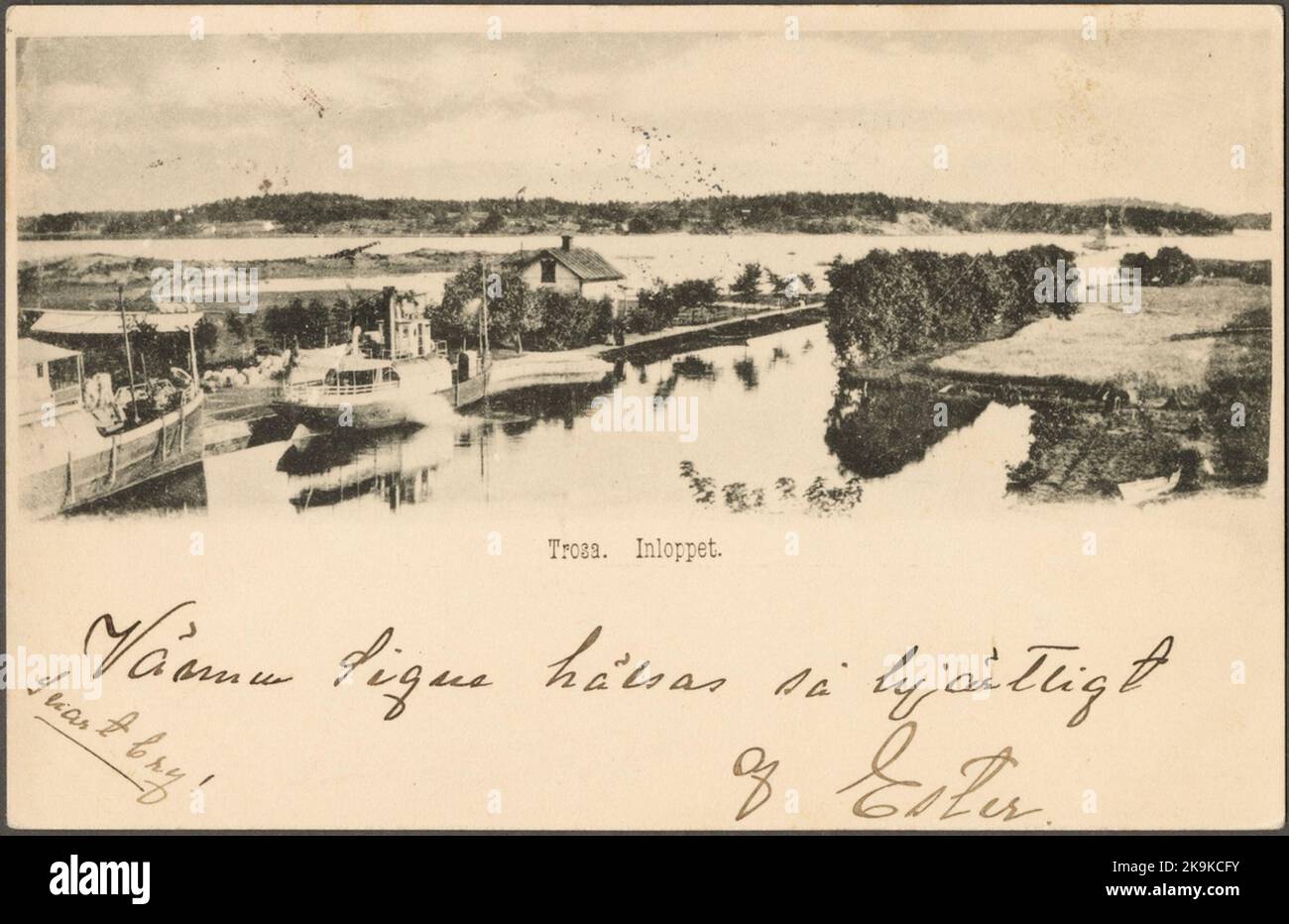 Quay all'ingresso di Trosaån. Foto Stock