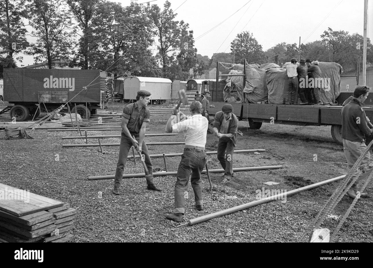 Circo Scott. Costruzione di tende da circo Foto Stock