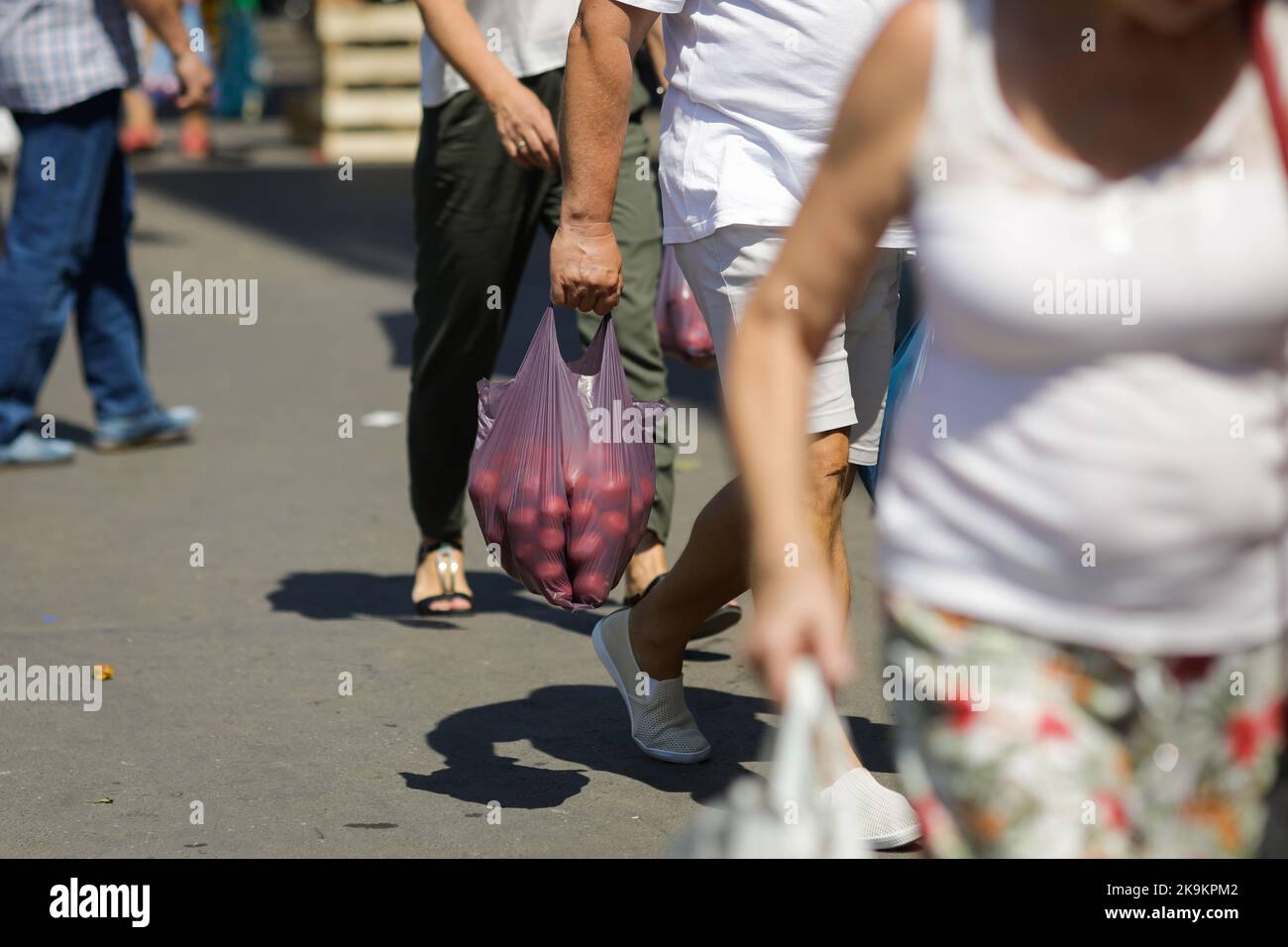 Dettagli dal mercato di frutta e verdura Obor a Bucarest, Romania. Foto Stock