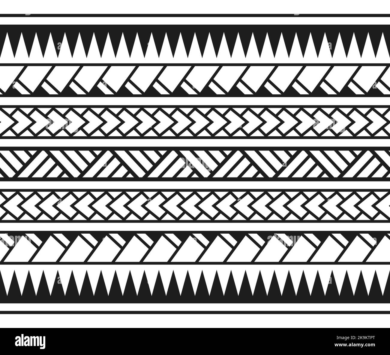 Motivo polinesiano maori tribale senza cuciture Illustrazione Vettoriale